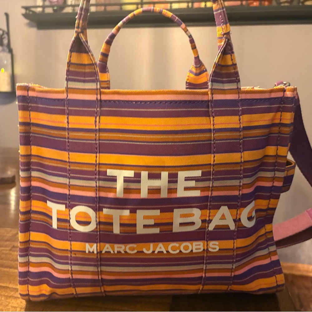 Marc Jacobs Vibrant Striped Tote - Purple and Orange